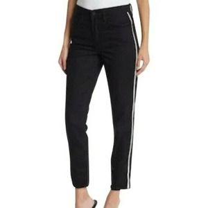 BlankNYC The Rivington High Rise Tapered Jeans Black With White Stripe Size 25